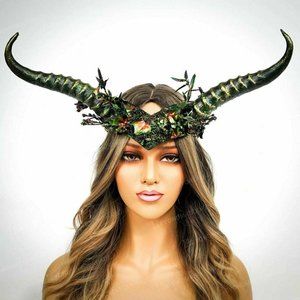 Ram horns headband masquerade headpiece halloweeen